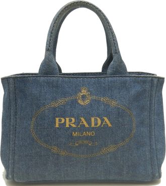 Prada Canapa Bleu Tote Bag (Pre-Owned)