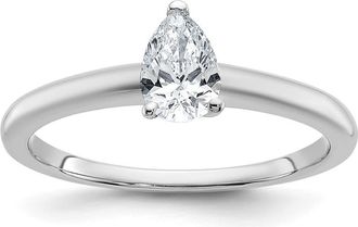 Diamond2Deal 14k White Gold 1/2 Ct Certified Pear Lab Grown Diamond Solitare Engagement Ring