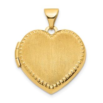 Diamond2Deal 14k Yellow Gold Brushed with Beaded Edge 18mm Heart Locket