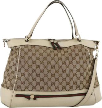 Gucci Pre-owned Tote Bags, female, Beige, Size: ONE SIZE Pre-owned GG Canvas Tote Bag