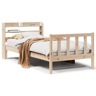 Berkfield Home Bed Frame without Mattress 75x190 cm Small Single Solid Wood Pine in Light Tan