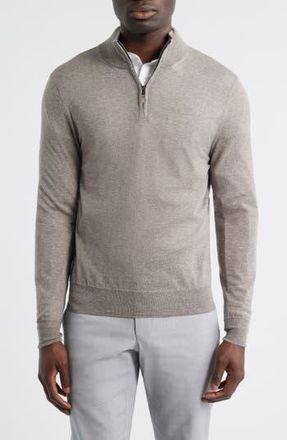 Canali Heathered Wool Quarter Zip Sweater in Beige at Nordstrom Rack, Size 44 Us / 56 Eu Regular