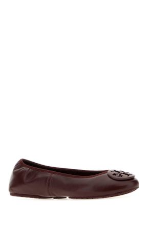 Tory Burch Womens Grape Nappa Leather Reva Ballerinas Bordeaux Ballerine Flat Shoes