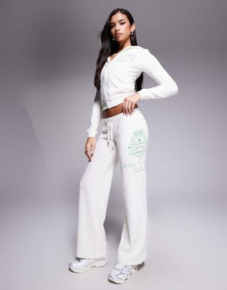 Juicy Couture Joggers a fondo ampio verde chiaro con coulisse e logo in coordinato