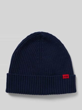 HUGO BOSS Beanie aus reiner gerippter Schurwolle Modell XOLA in Marine, Gr&ouml;&szlig;e 1