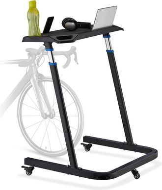 Relaxdays Relaxdays - Mesa Rodillo Bicicleta, Soporte Para Trabajar De Pie, Altura Regulable, Alto De Entre 88-125 Cm, Negro