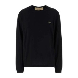 Valentino Garavani Long Sleeve Tops, female, Black, Size: S Cotton T-shirt