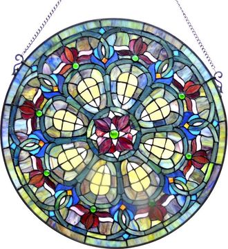 Chloe Lighting Tiffany-glass Baroque Window Panel 24