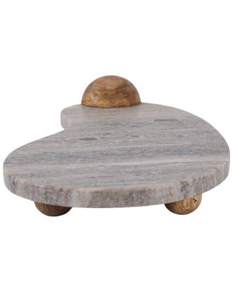 Sagebrook Home 17X8in Curvy Marble Tray On Wood Ball Feet