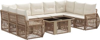 vidaXL Conjunto De Sof&aacute;s De Jard&iacute;n 10 Uds. Beige Y Blanco Crema Vidaxl