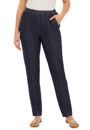 Roaman's Plus Size Easy Wear Straight Leg Jean in Indigo Wash at Nordstrom, Size 44