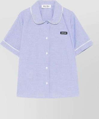 Miu Miu gingham poplin shirt contrast trim collar