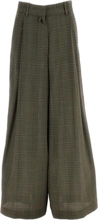 Dries Van Noten Oversized Check Pure Wool Wide-Leg Pants