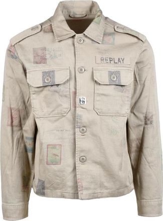 Replay Camicia Militare - Heren - Zomerjassen - Beige - S - Katoen - Jassen