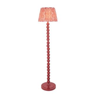 Netlighting Higgledy Gloss Pink Floor Lamp Pink Fabric Ikat Shade 35cm E27