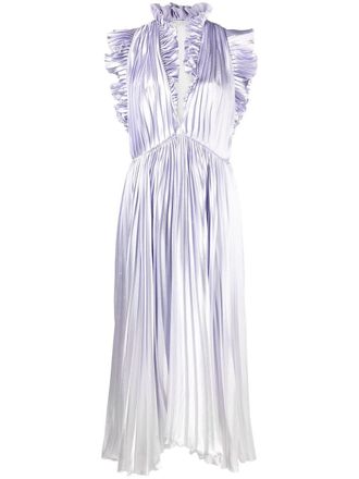 Philosophy di Lorenzo Serafini metallic-sheen pliss&eacute; dress - women - Polyester/Polyester - 40 - Purple