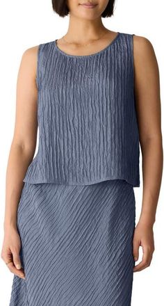 Eileen Fisher Stretch Silk Shell Top in Flint at Nordstrom, Size Xx-Small