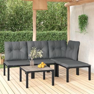 vidaXL Juego De Muebles De Jard&iacute;n 5 Pzas Rat&aacute;n Sint&eacute;tico Negro Y Gris Vidaxl