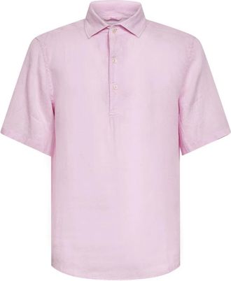 MC2 Saint Barth Eloise Linen Shirt - Heren - Korte mouwen Overhemden - Roze - 2XL - Linnen - Overhemden