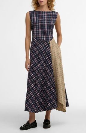 Barbour Dalbury Mix Tartan Midi Dress in Multi Check at Nordstrom, Size 10 Us