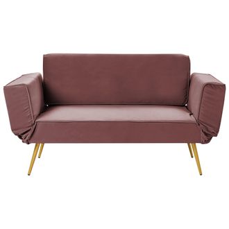 Beliani Beliani - Sof&aacute; Cama Moderno Con Reposabrazos Ajustable De Tela Rosa Saarela