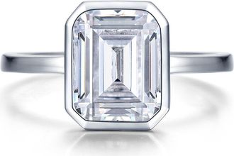 Lafonn Emerald Cut Simulated Diamond Ring in Silver at Nordstrom, Size 7