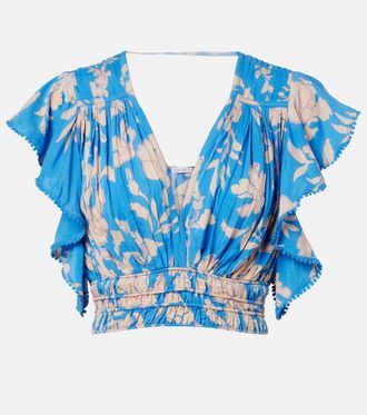 Poupette St Barth Pearl floral crop top