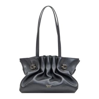 Ferragamo Shoulder Bags, female, Black, Size: ONE SIZE Black Tassel Shoulder Bag