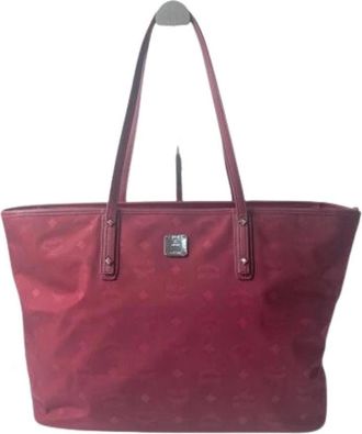 MCM Pre-owned Tote Bags, female, Red, Size: ONE SIZE Pre-owned Nylon Shoulder Bag