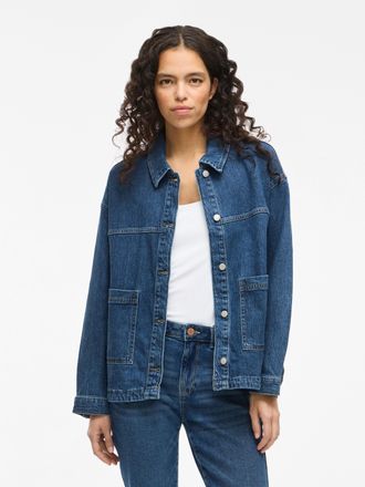 Vila Jeansblazer VILA VIJAF L/S DENIM JACKET - NOOS, Damen, Gr. 34, blau (medium blau denim detail:244), Denim/Jeans, Obermaterial: 99% Baumwolle, 1% Elast