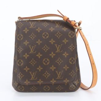 Louis Vuitton Brown Leather Coated Canvas Shoulder Bag Tote Bag (Pre-Owned)