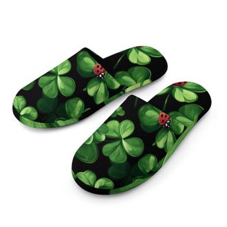Generic Ladybuges Four Leaf Clovers Mens House Slippers Slip Indoor Slipper On Shoes Warm Outdoor