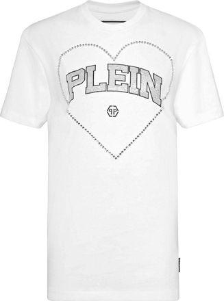 Philipp Plein rhinestone-embellished cotton T-shirt - women - Cotton/Glass Fiber - M - White