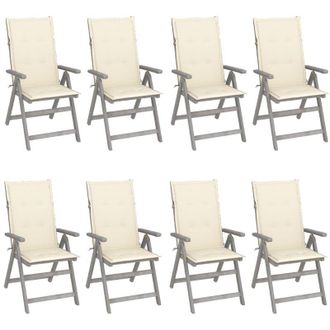 vidaXL Sillas Reclinables Jard&iacute;n Y Cojines 8 Uds Madera Maciza Acacia Vidaxl