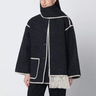 Toteme Dark grey m&eacute;lange jacket with scarf