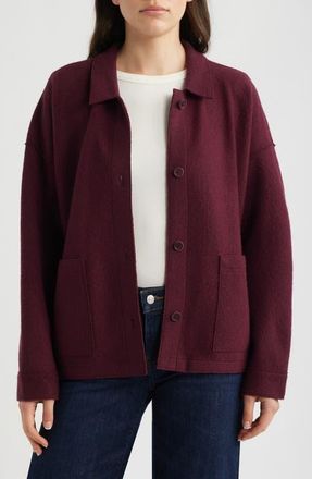 Eileen Fisher Classic Collar Wool Jacket in Wine at Nordstrom, Size X-Large
