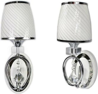 Trade Shop Trade Shop Traesio - Trade Shop - Applique Parete Lumetto Muro Attacco E27 Oro Argento Abat Jour Lume In Vetro E18 - Plata