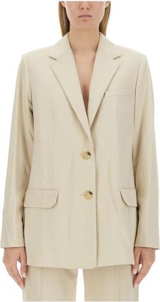 Helmut Lang Logo Tape Blazer - Dames - Blazers - Beige - M - Wol - Jassen