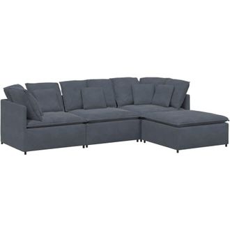 vidaXL Vidaxl - Sof&aacute; Modular Con Reposapi&eacute;s Y Cojines En Terciopelo Gris Oscuro