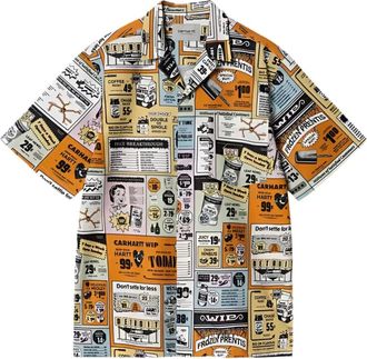 Carhartt Work in Progress Grafische Print Camp Kraag Shirt - Heren - Korte mouwen Overhemden - Veelkleurig - M - Katoen - Overhemden