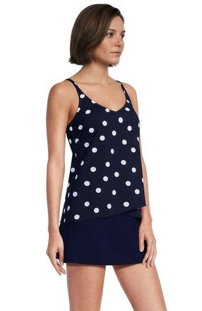 Lands End DDD-Cup Tulip Hem Tankini Top in Deep Sea Navy Polka Dot at Nordstrom, Size X-Small