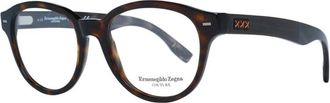Ermenegildo Zegna Bruine Ronde Optische Monturen met Veerscharnier - Heren - Brillen - Bruin - ONE Size - Accessoires