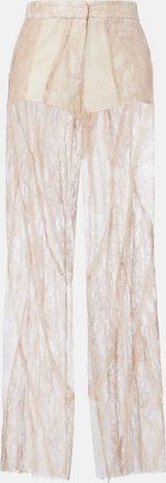 Blumarine Lace-trimmed satin wide-leg pants