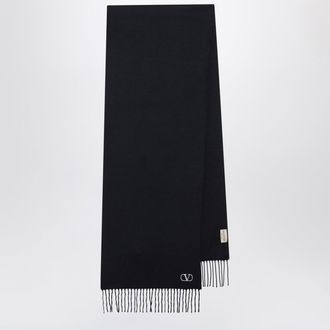 Valentino Garavani Sciarpa blu navy con ricamo Vlogo