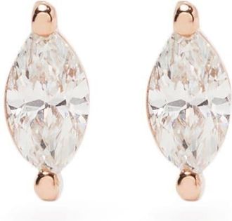 EF Collection 14kt rose gold marquise diamond stud earrings - women - 14kt Rose Gold/Diamond - One Size - Pink