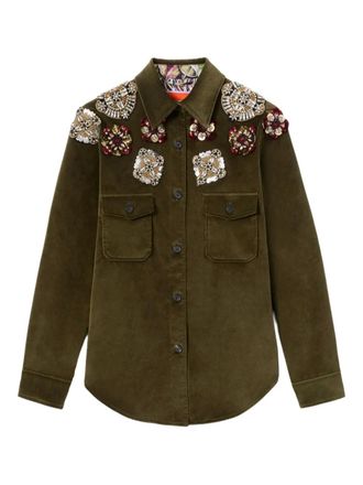 La DoubleJ BTYB embroidered velvet jacket - women - Cotton - S - Green