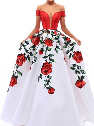 Tarik Ediz A-Line Long Dress In Red