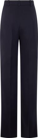 Max Mara Womens Trousers High-Waisted Blue Cotton Straight