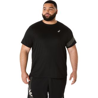 Asics Laufshirt ASICS ASICS ICON SS TOP, Herren, Gr. XXL, schwarz (performance schwarz), Stoff, Obermaterial: 100% Polyester, normal, Rundhals, eingesetzt e