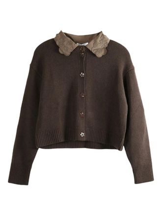 Cecilie Bahnsen Bibi embroidered-collar cardigan - Bruin
